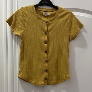 Madewell Mustard Yellow Short Sleeve Ribbed Cardigan